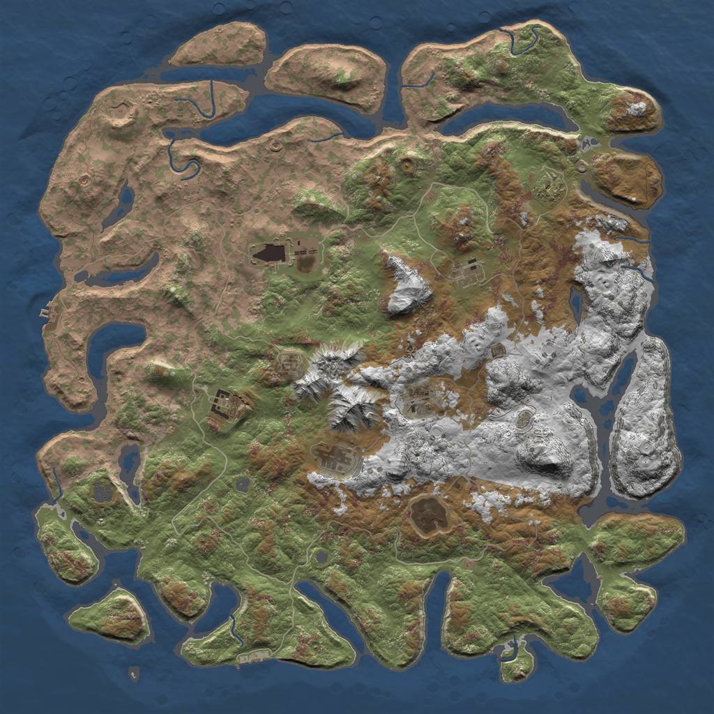 Rust Map: Procedural Map, Size: 5350, Seed: 918537434, 16 Monuments