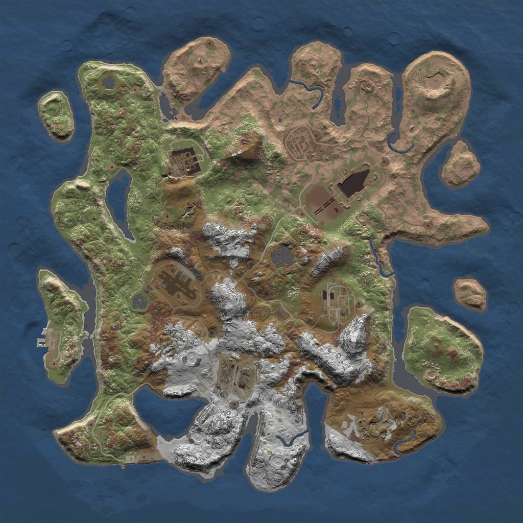 Rust Map: Procedural Map, Size: 3600, Seed: 1159143694, 15 Monuments