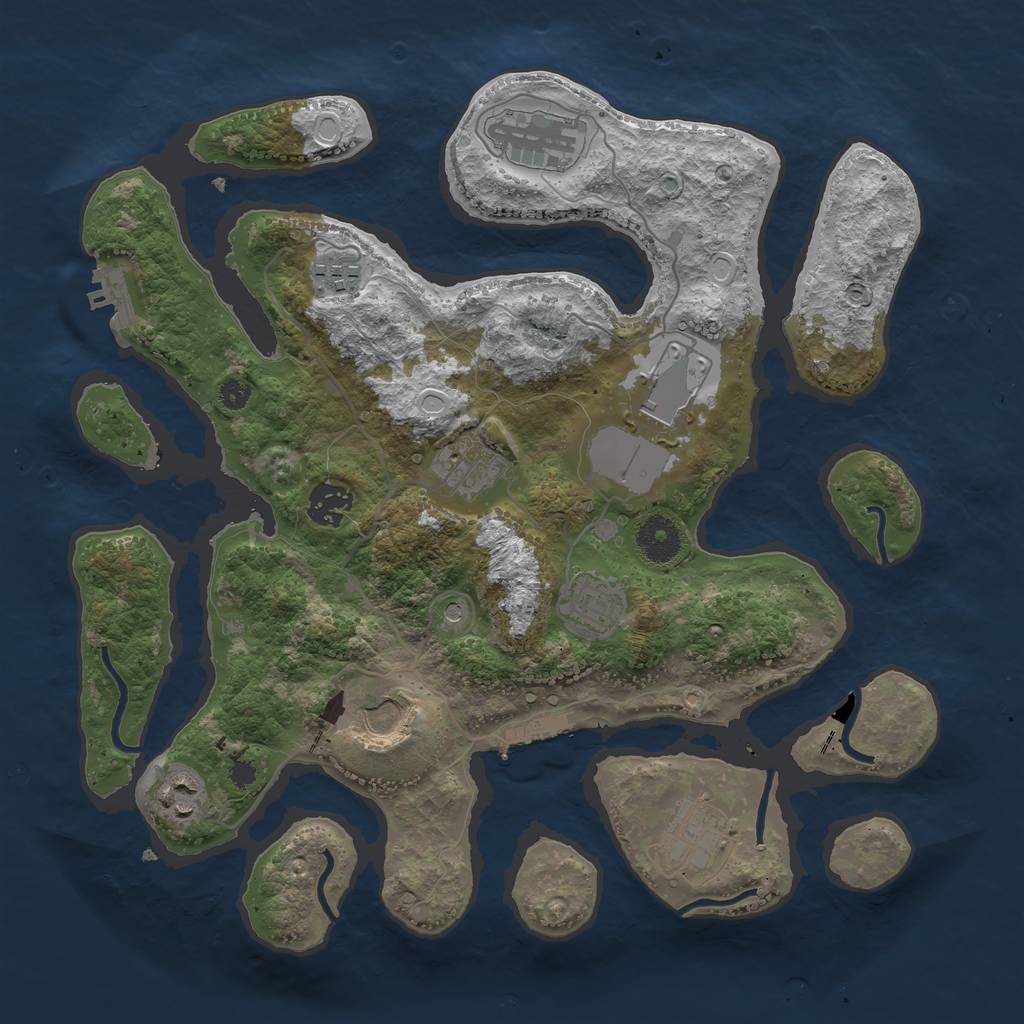 Rust Map: Procedural Map, Size: 3500, Seed: 708648692, 17 Monuments