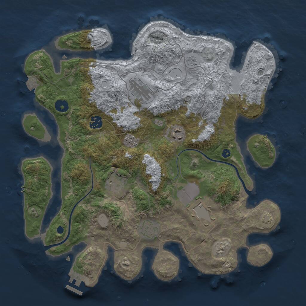 Rust Map: Procedural Map, Size: 3500, Seed: 708648692, 11 Monuments