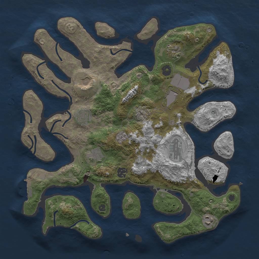 Rust Map: Procedural Map, Size: 3750, Seed: 183132752, 13 Monuments