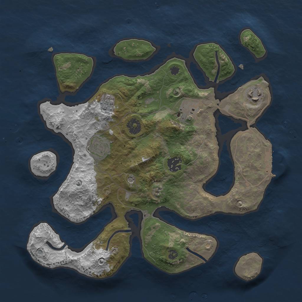 Rust Map: Procedural Map, Size: 3000, Seed: 78332536, 9 Monuments