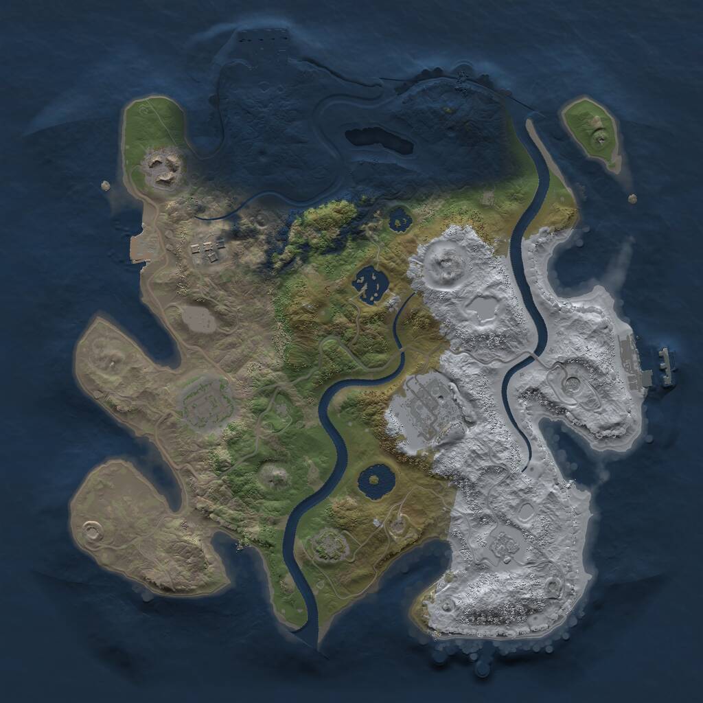 Rust Map: Procedural Map, Size: 3000, Seed: 695977, 11 Monuments