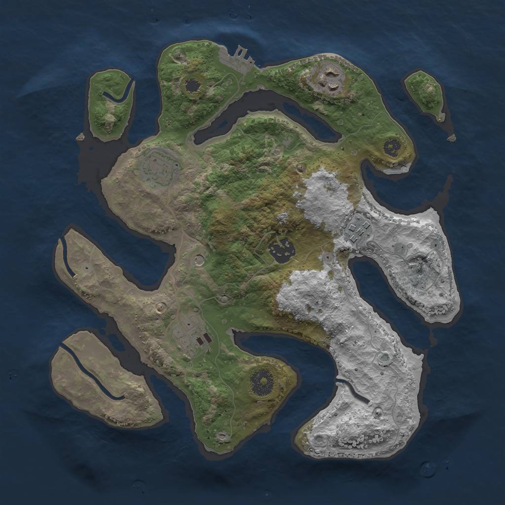 Rust Map: Procedural Map, Size: 3000, Seed: 695977, 9 Monuments