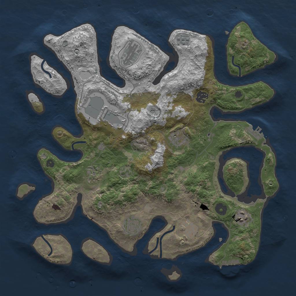 Rust Map: Procedural Map, Size: 3750, Seed: 523787881, 17 Monuments