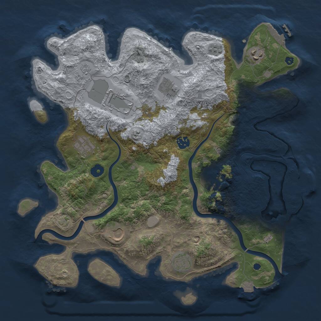 Rust Map: Procedural Map, Size: 3750, Seed: 523787881, 15 Monuments