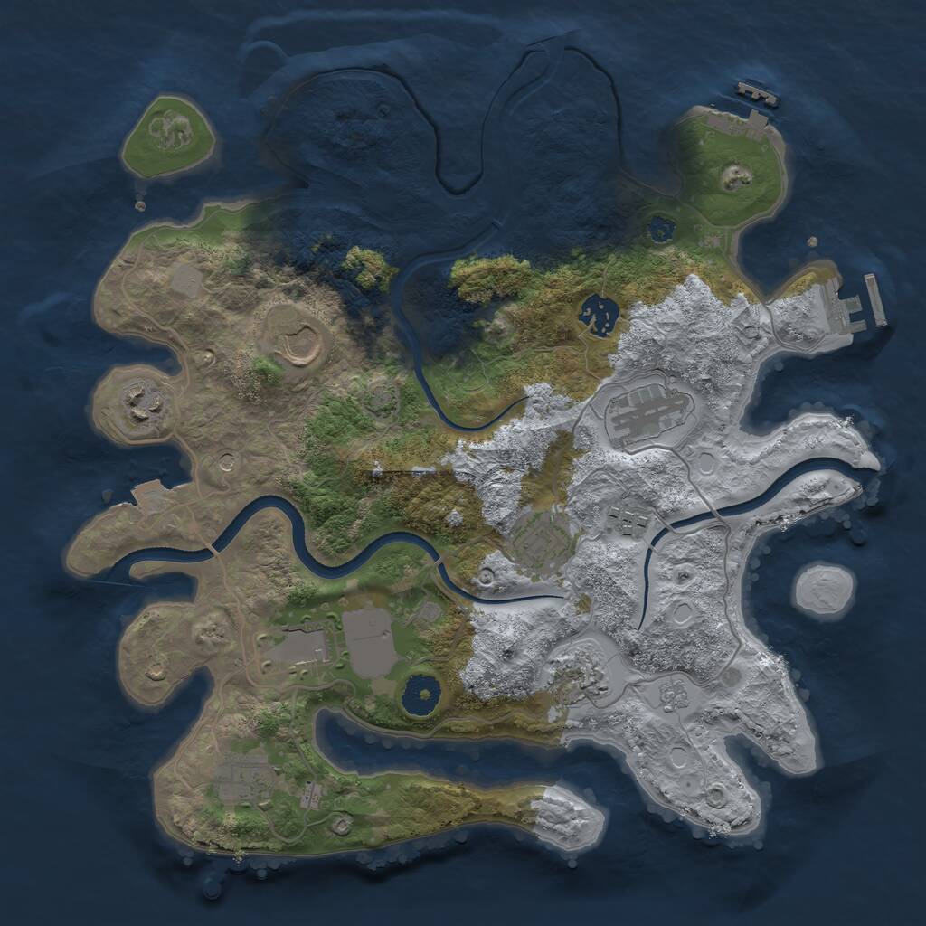 Rust Map: Procedural Map, Size: 3500, Seed: 64654, 15 Monuments