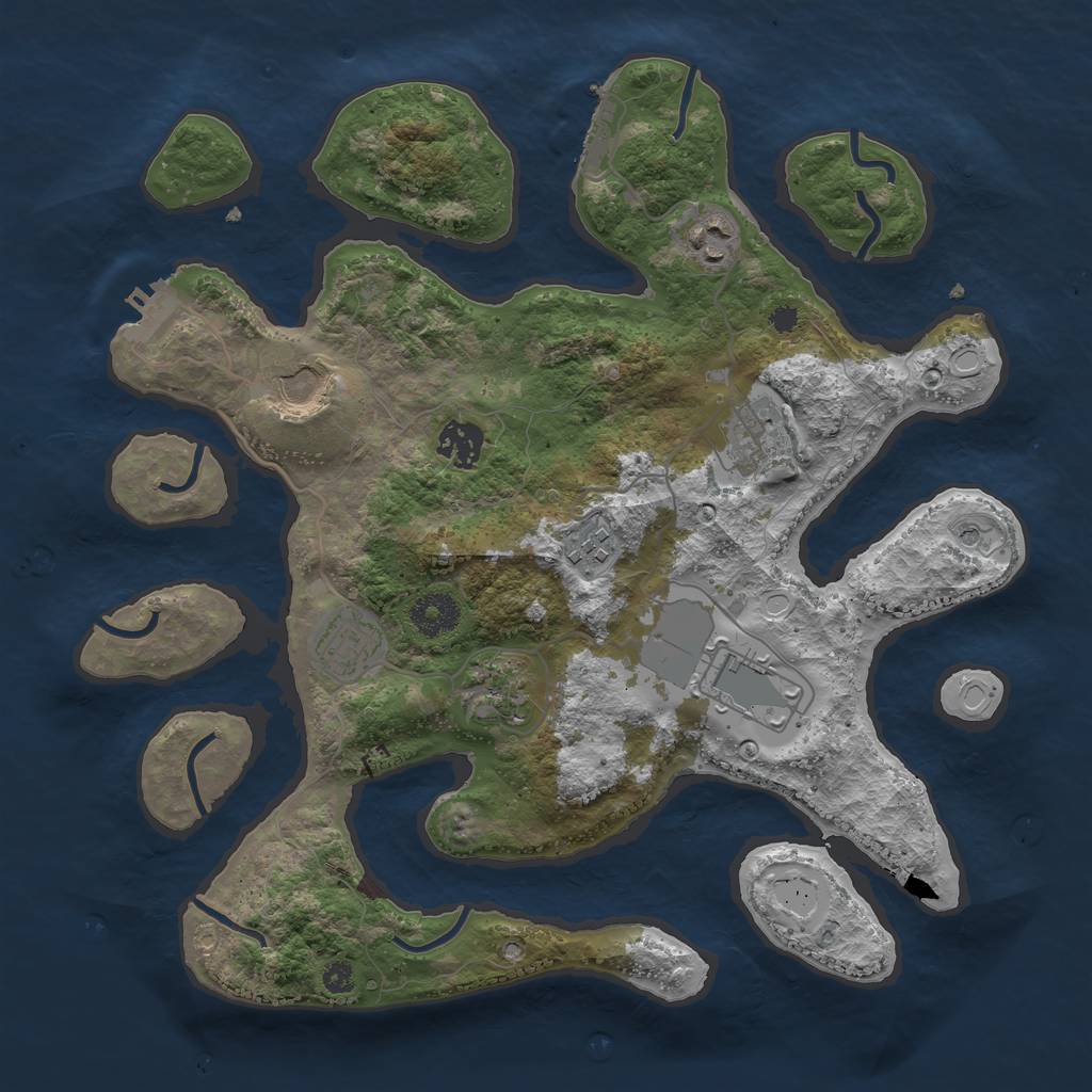 Rust Map: Procedural Map, Size: 3500, Seed: 64654, 16 Monuments