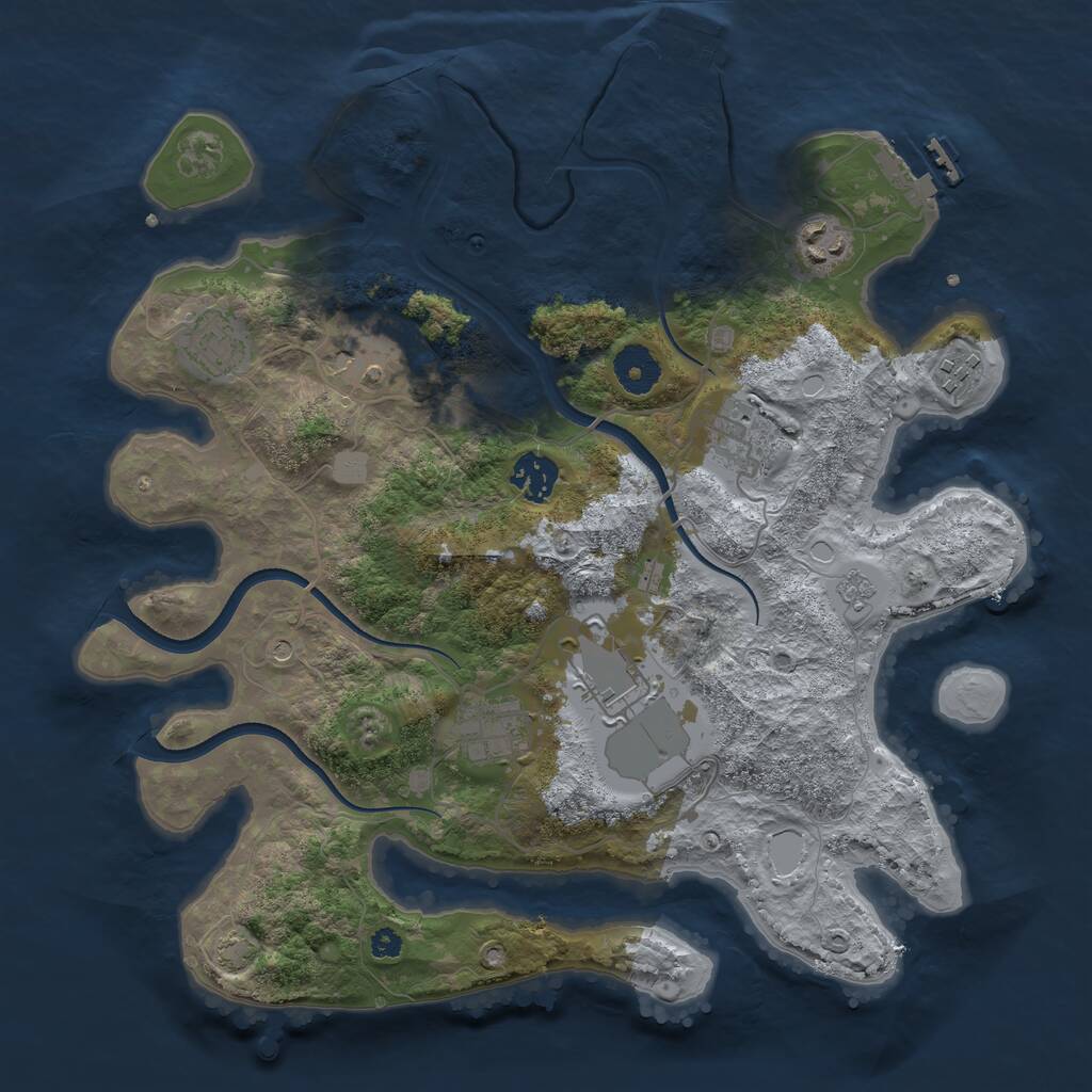 Rust Map: Procedural Map, Size: 3500, Seed: 64654, 14 Monuments