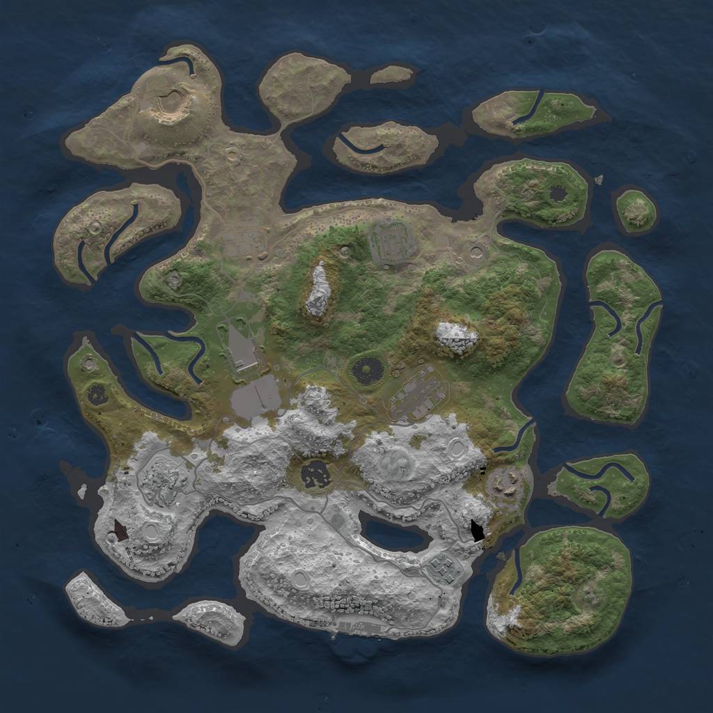 Rust Map: Procedural Map, Size: 3700, Seed: 101546351, 19 Monuments