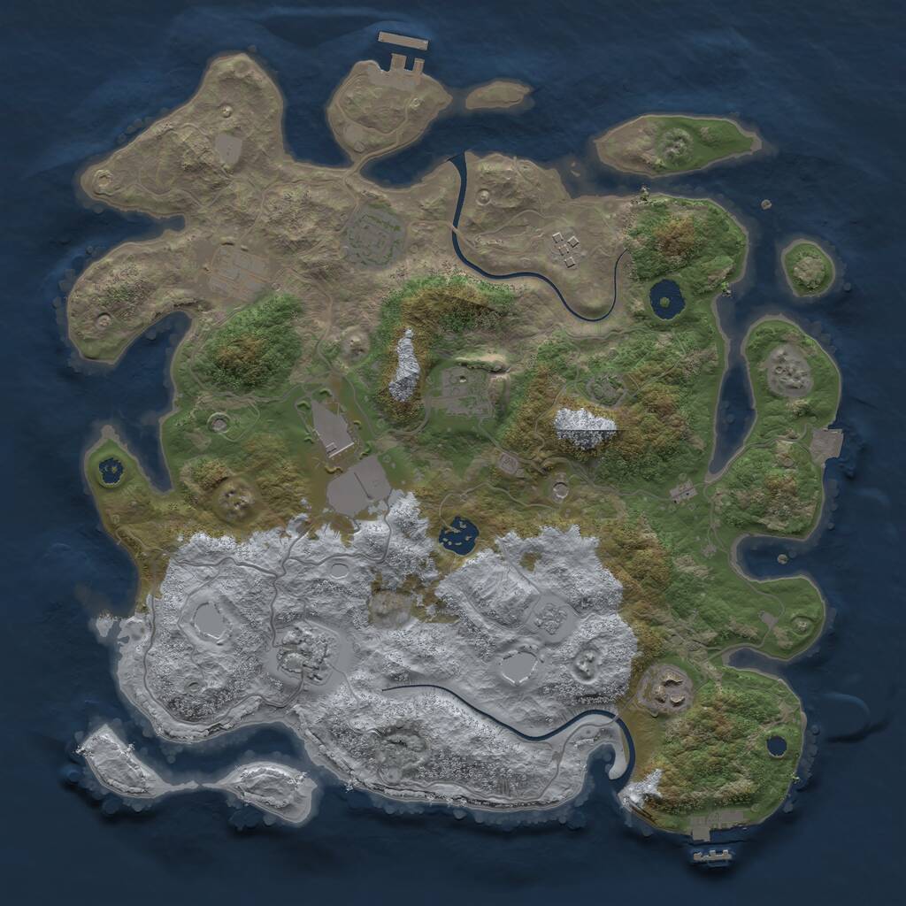 Rust Map: Procedural Map, Size: 3700, Seed: 101546351, 14 Monuments