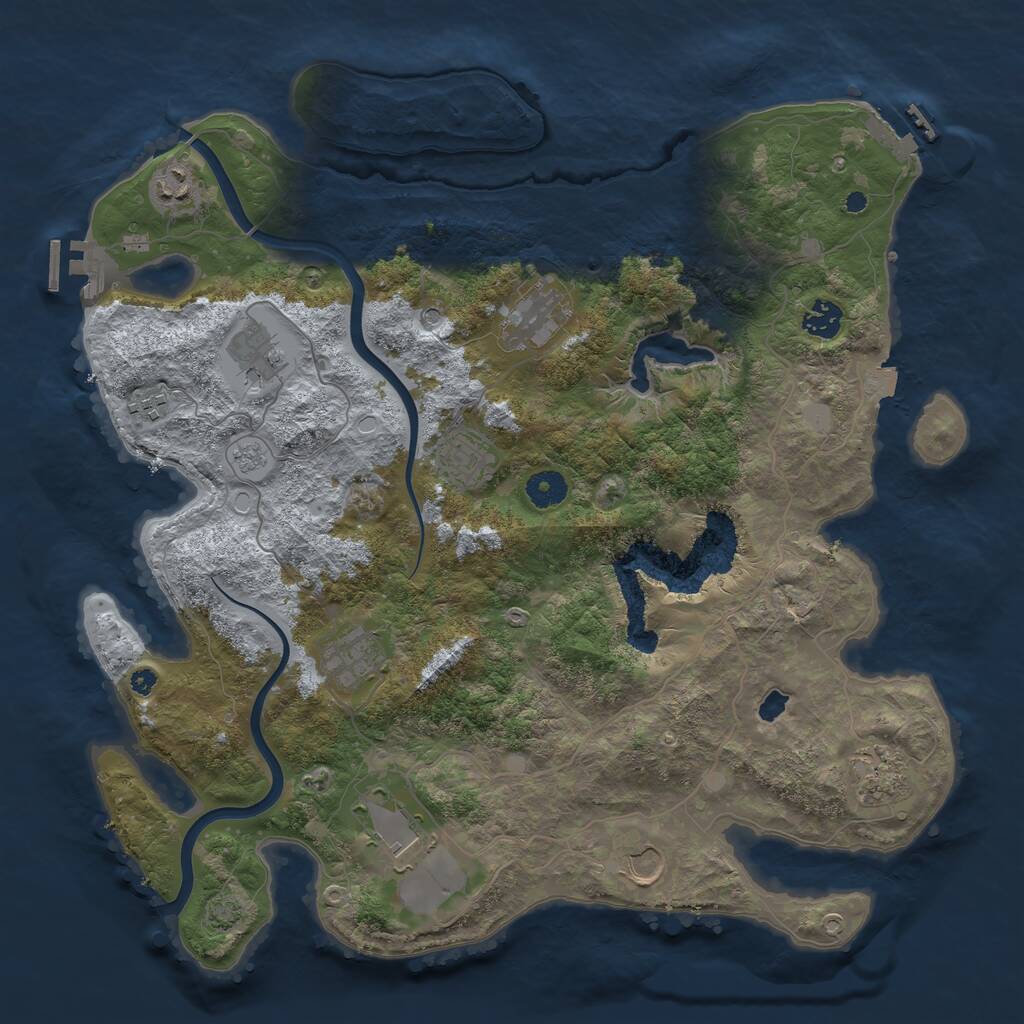 Rust Map: Procedural Map, Size: 4000, Seed: 801951641, 16 Monuments