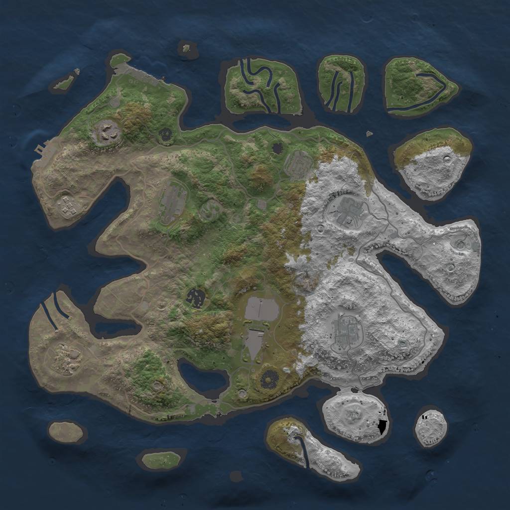 Rust Map: Procedural Map, Size: 4000, Seed: 743269546, 14 Monuments