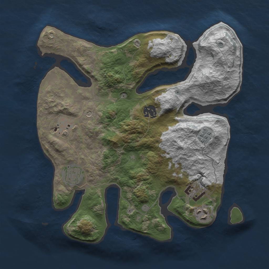 Rust Map: Barren, Size: 3000, Seed: 4002, 9 Monuments