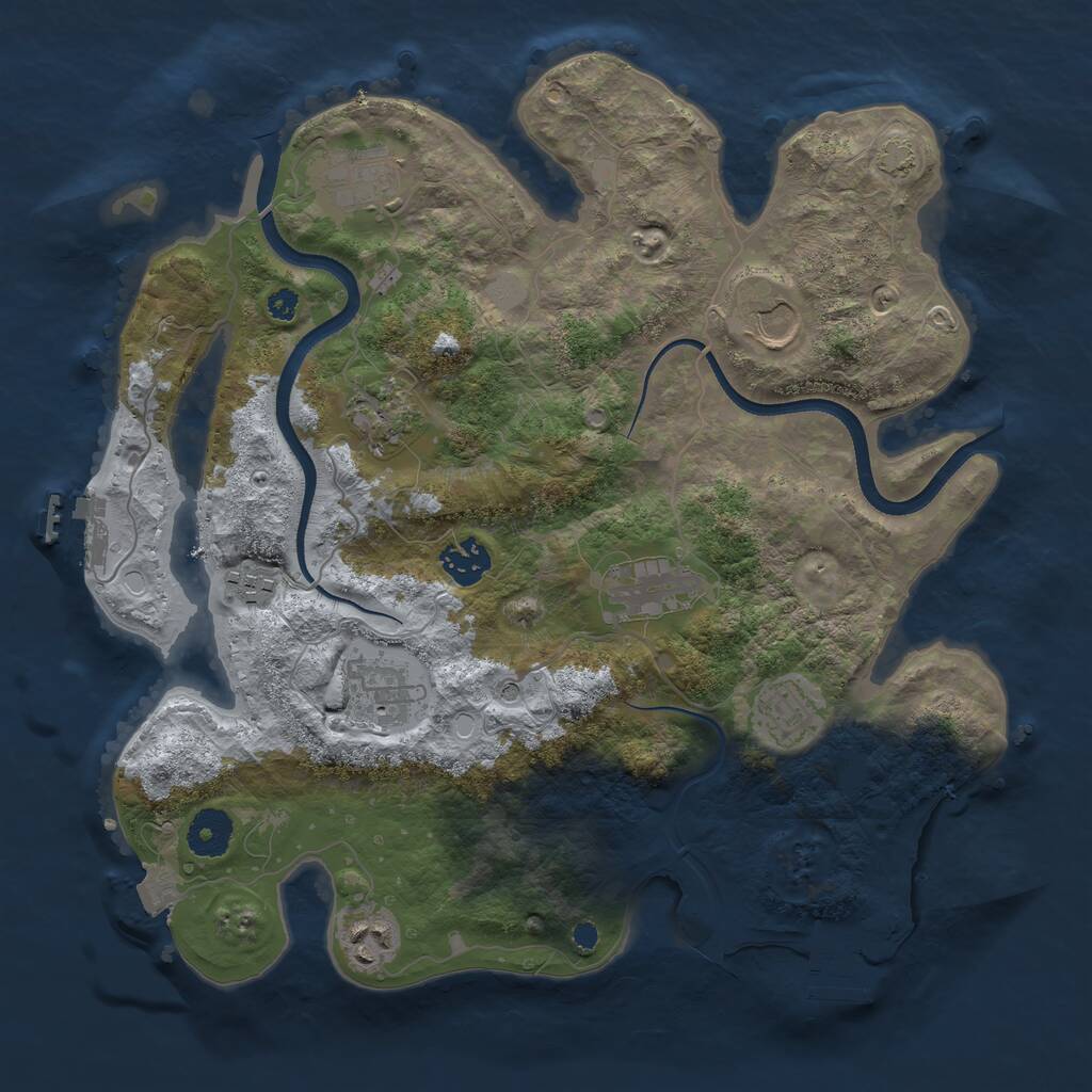 Rust Map: Procedural Map, Size: 3500, Seed: 534984540, 14 Monuments