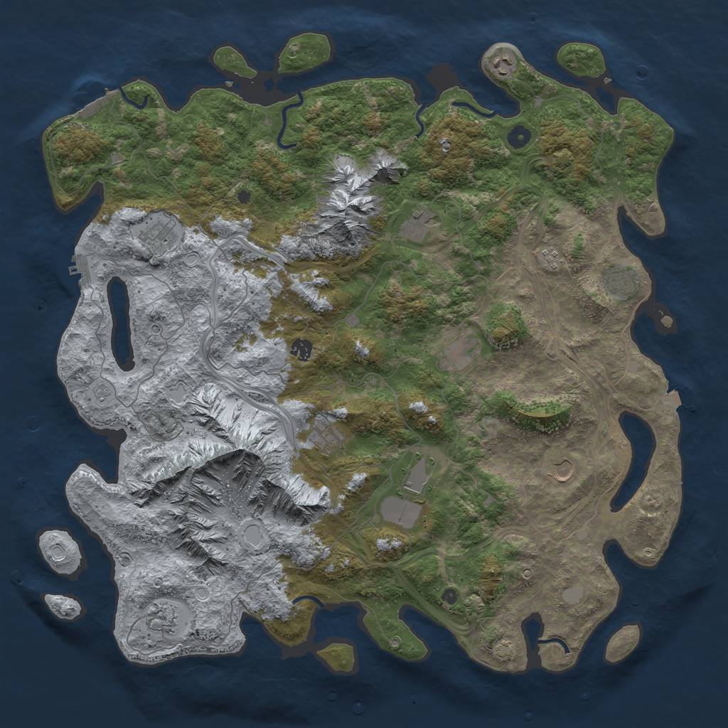 Rust Map: Procedural Map, Size: 5000, Seed: 1055, 19 Monuments