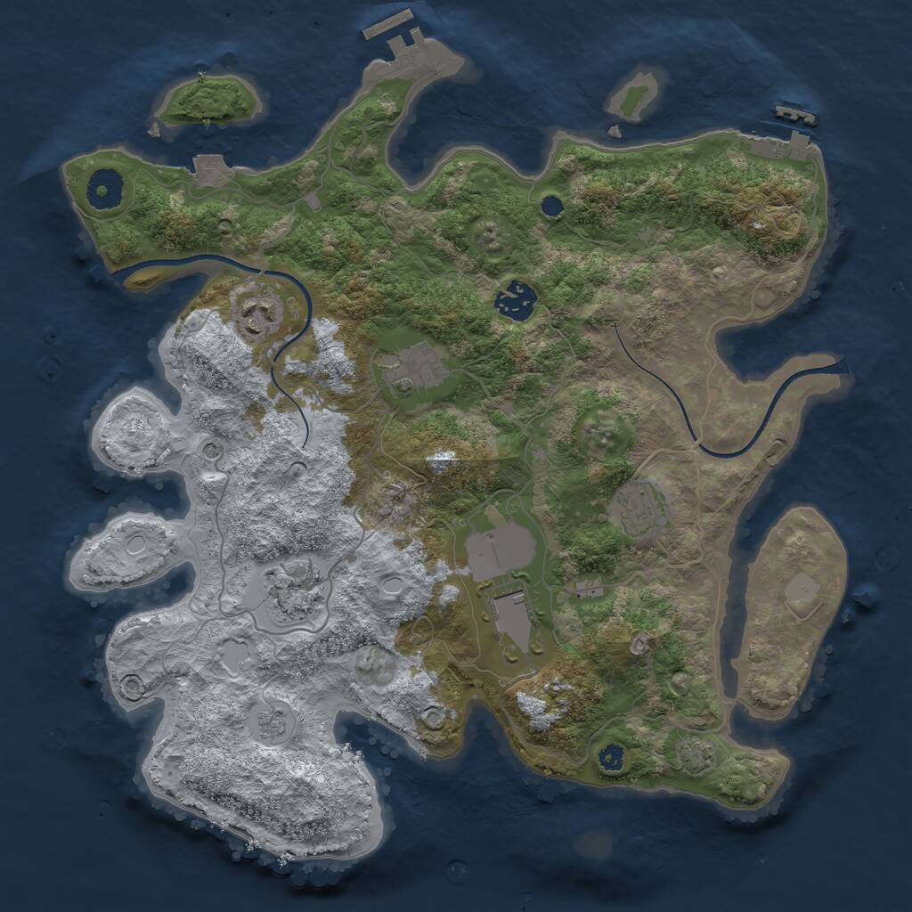 Rust Map: Procedural Map, Size: 3500, Seed: 1918725900, 12 Monuments