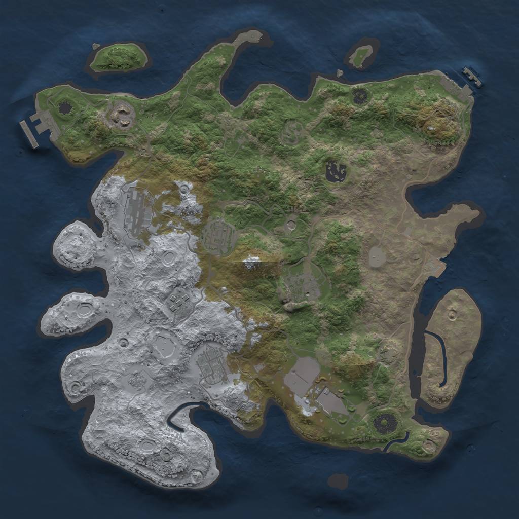 Rust Map: Procedural Map, Size: 3500, Seed: 1918725900, 16 Monuments