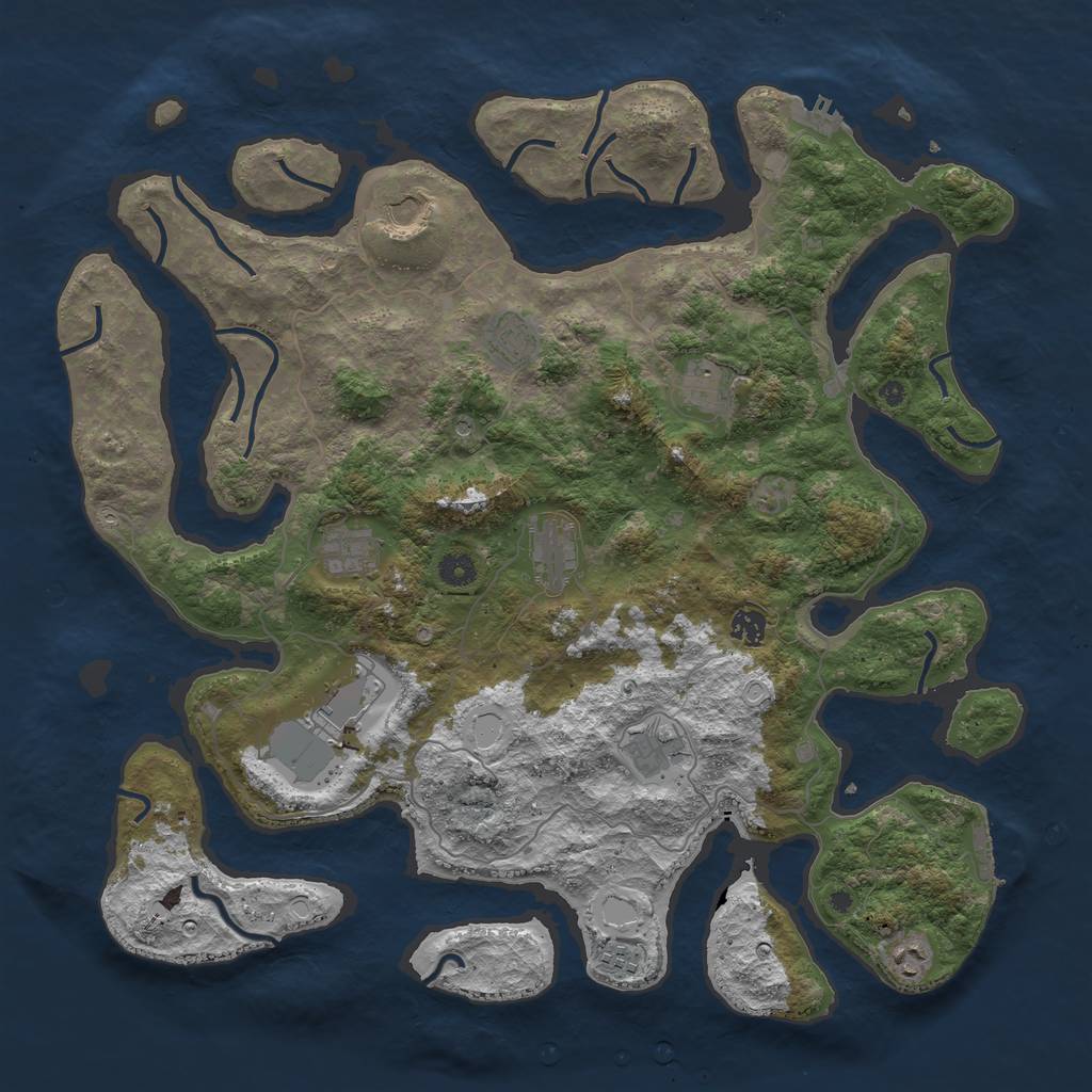 Rust Map: Procedural Map, Size: 4500, Seed: 1611354, 18 Monuments