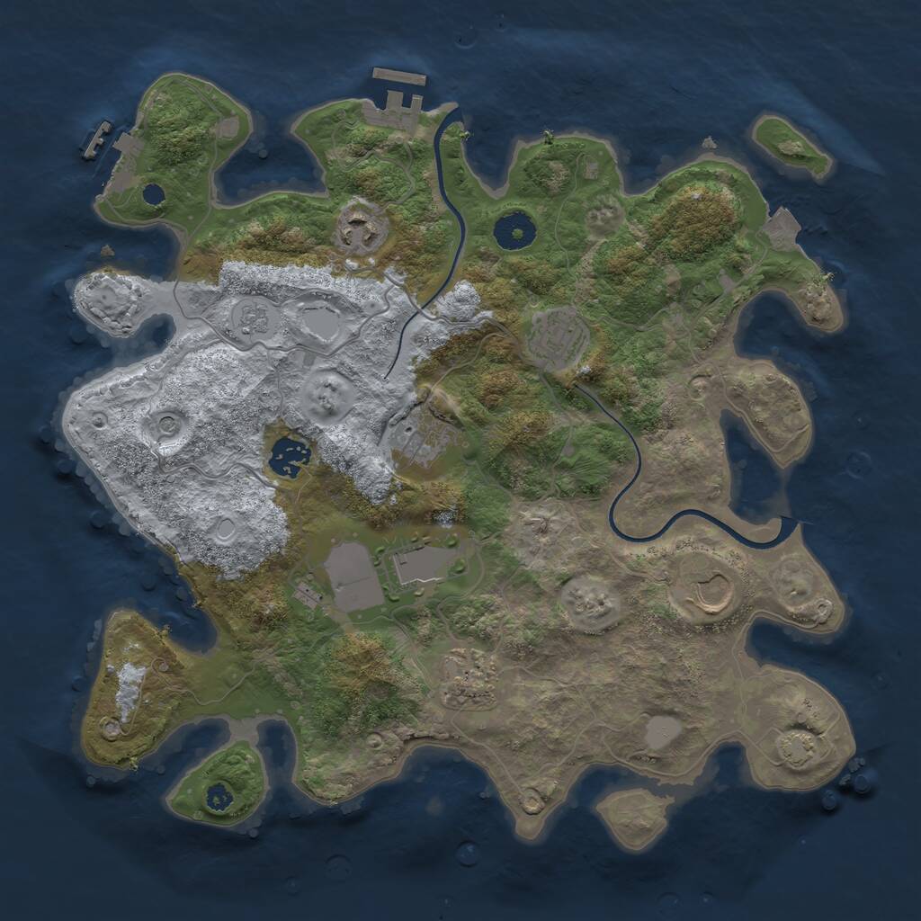 Rust Map: Procedural Map, Size: 3500, Seed: 793570, 13 Monuments