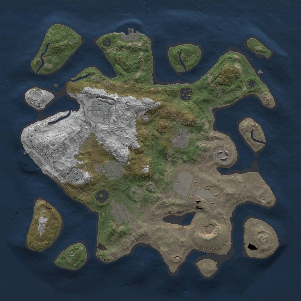 Rust Map: Procedural Map, Size: 3500, Seed: 793570, 20 Monuments