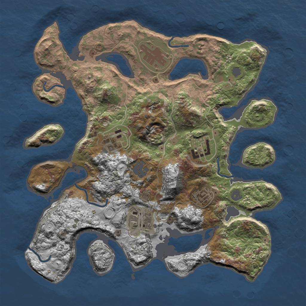 Rust Map: Procedural Map, Size: 3000, Seed: 15474558, 10 Monuments