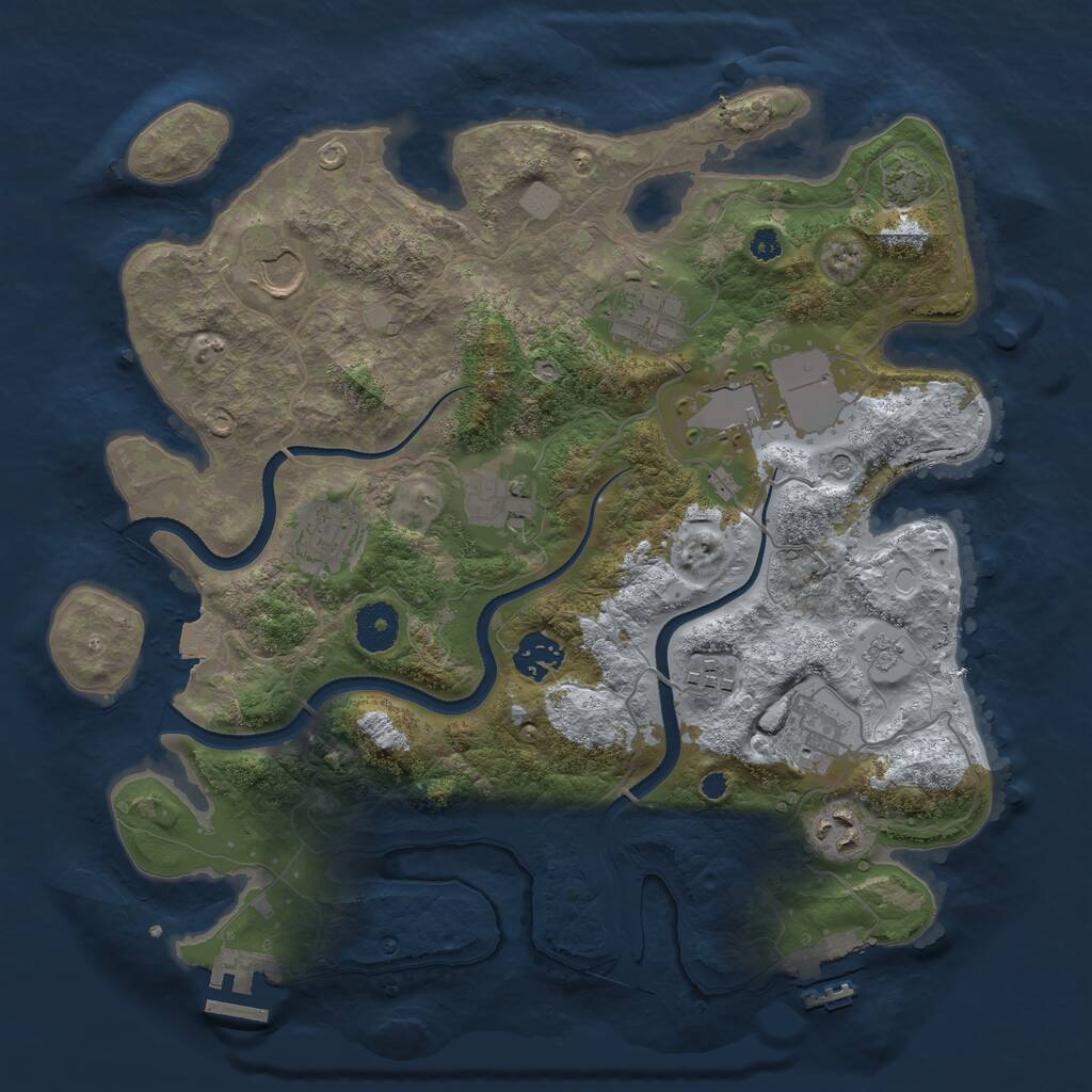 Rust Map: Procedural Map, Size: 3500, Seed: 18857136, 15 Monuments