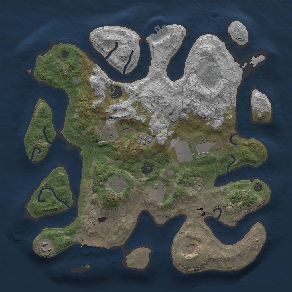 Rust Map: Procedural Map, Size: 3500, Seed: 937371586, 14 Monuments