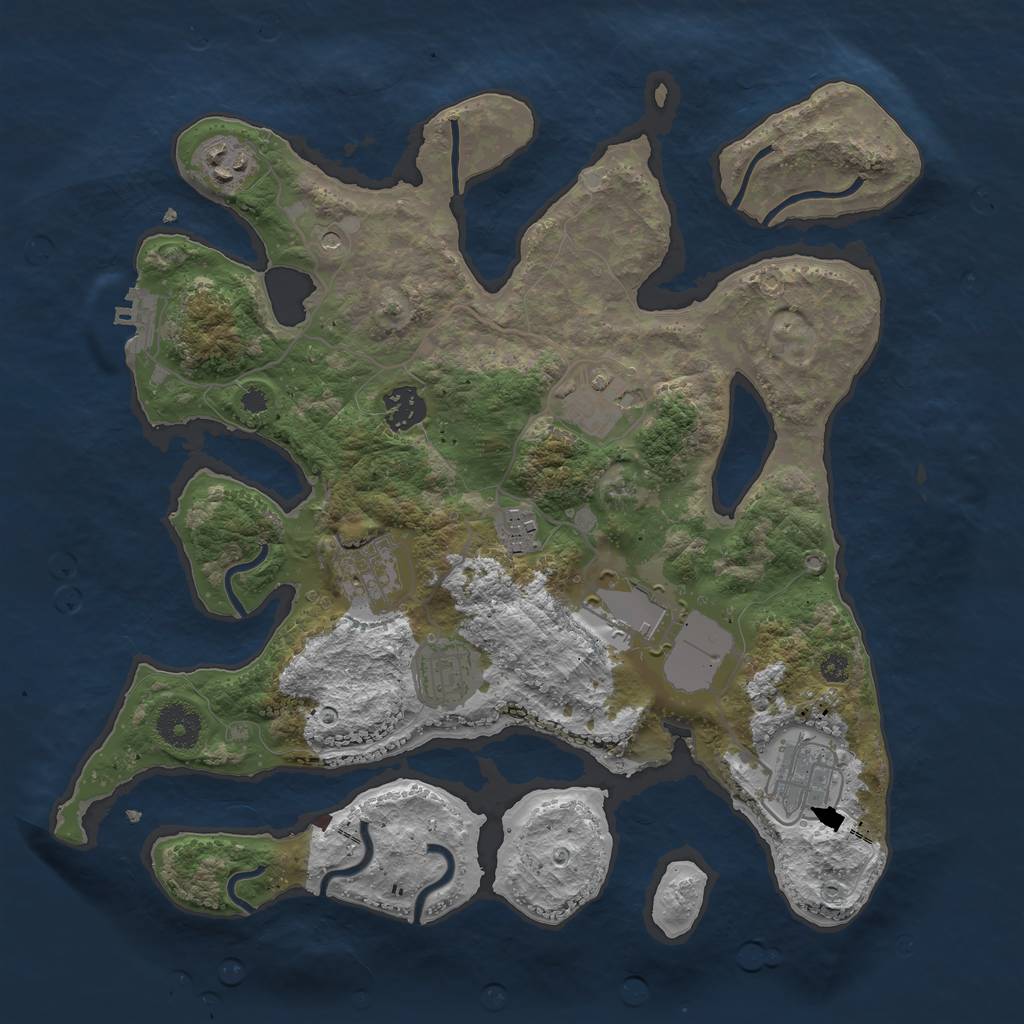 Rust Map: Procedural Map, Size: 3500, Seed: 5123372, 12 Monuments
