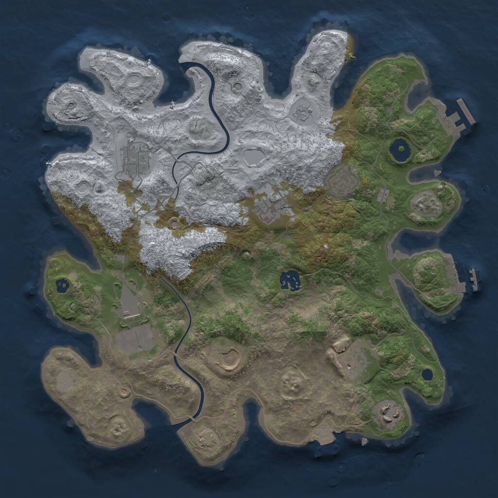 Rust Map: Procedural Map, Size: 3500, Seed: 45639, 14 Monuments