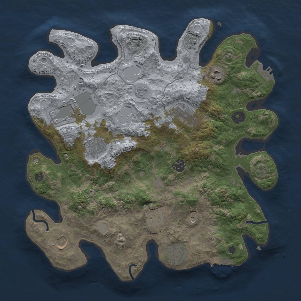 Rust Map: Procedural Map, Size: 3500, Seed: 45639, 16 Monuments