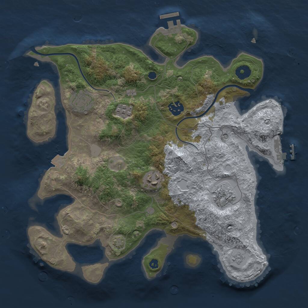 Rust Map: Procedural Map, Size: 3200, Seed: 3244324, 11 Monuments