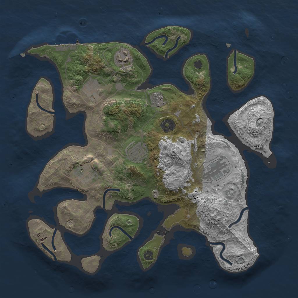 Rust Map: Procedural Map, Size: 3200, Seed: 3244324, 9 Monuments