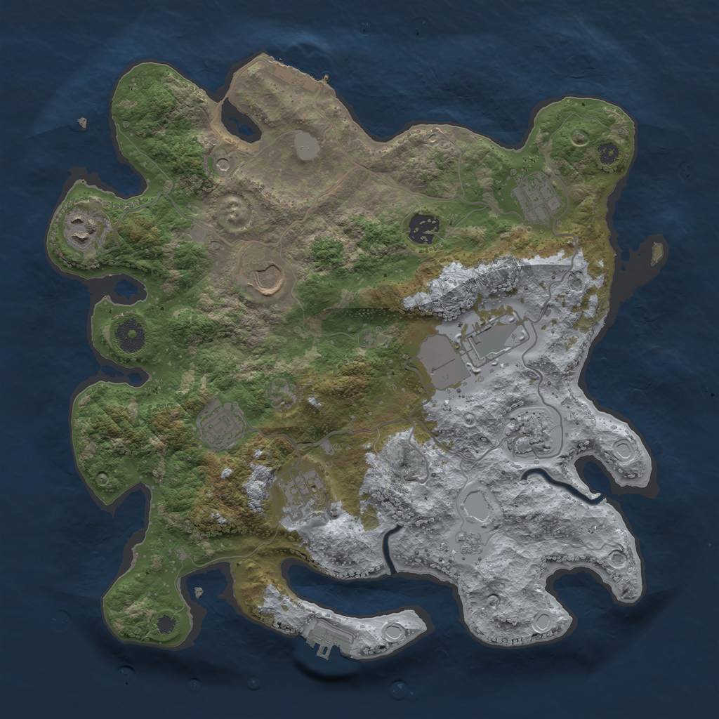 Rust Map: Procedural Map, Size: 3500, Seed: 954, 17 Monuments