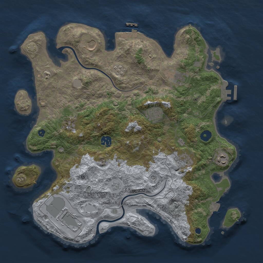 Rust Map: Procedural Map, Size: 3600, Seed: 9809424, 15 Monuments