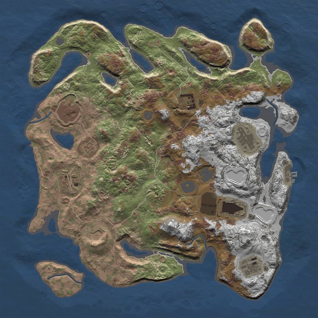 Rust Map: Procedural Map, Size: 3700, Seed: 18459, 16 Monuments