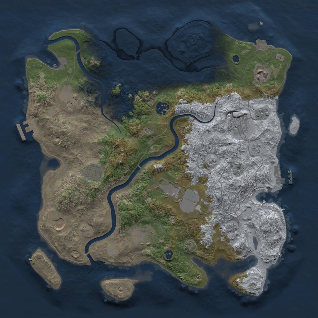 Rust Map: Procedural Map, Size: 3700, Seed: 18459, 16 Monuments