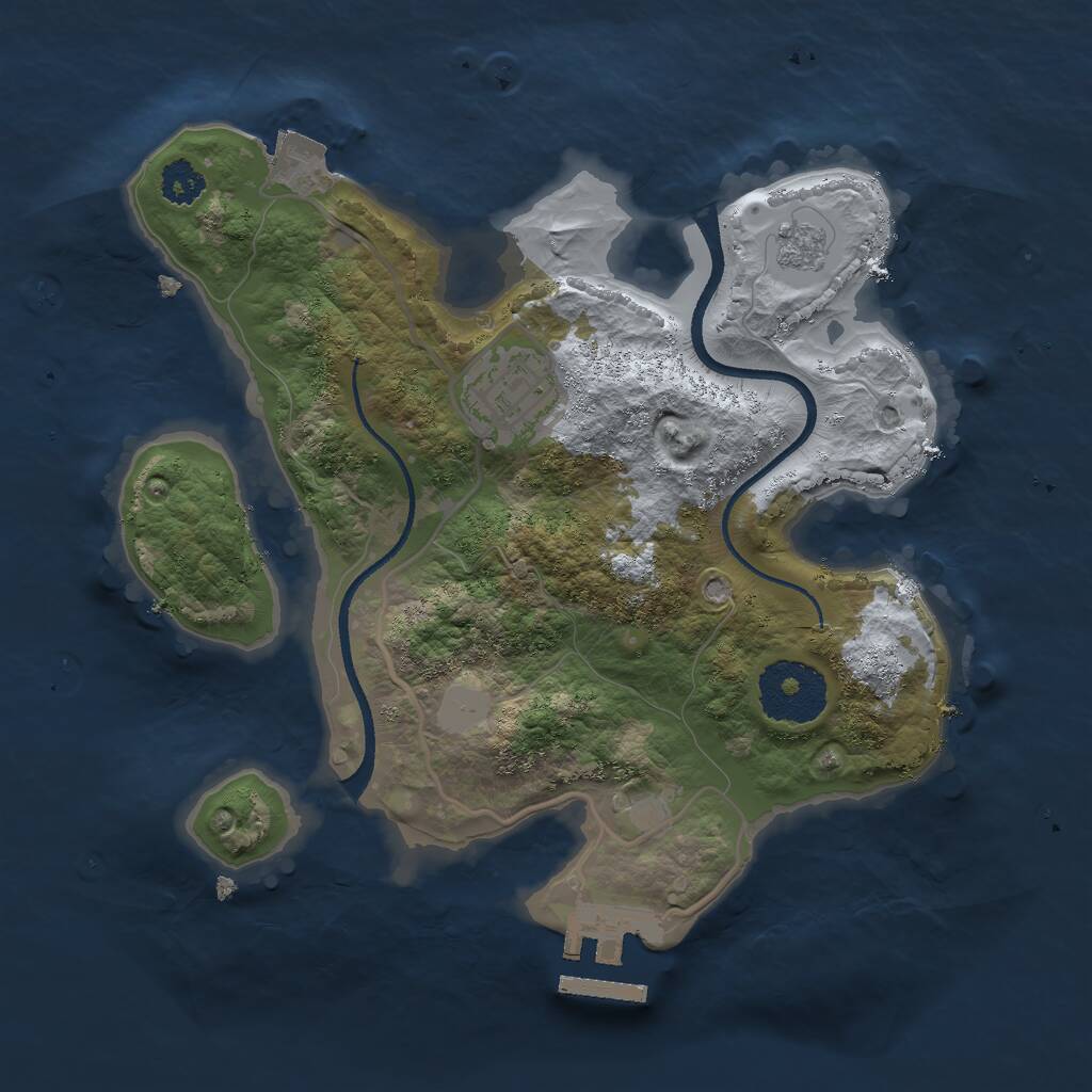 Rust Map: Procedural Map, Size: 2500, Seed: 1458, 4 Monuments