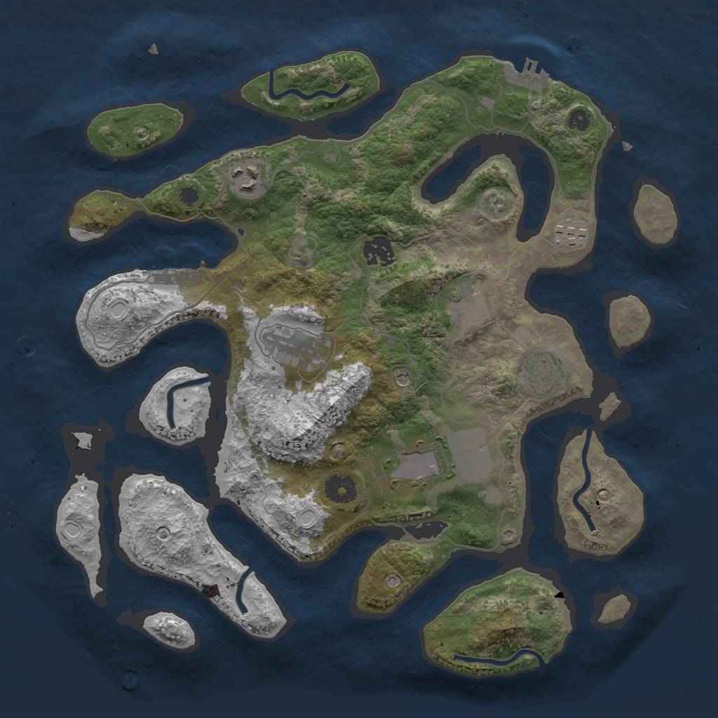 Rust Map: Procedural Map, Size: 3500, Seed: 1487304600, 18 Monuments