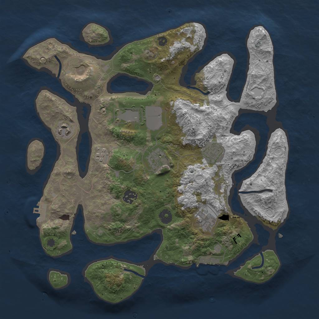 Rust Map: Procedural Map, Size: 3500, Seed: 769525176, 15 Monuments