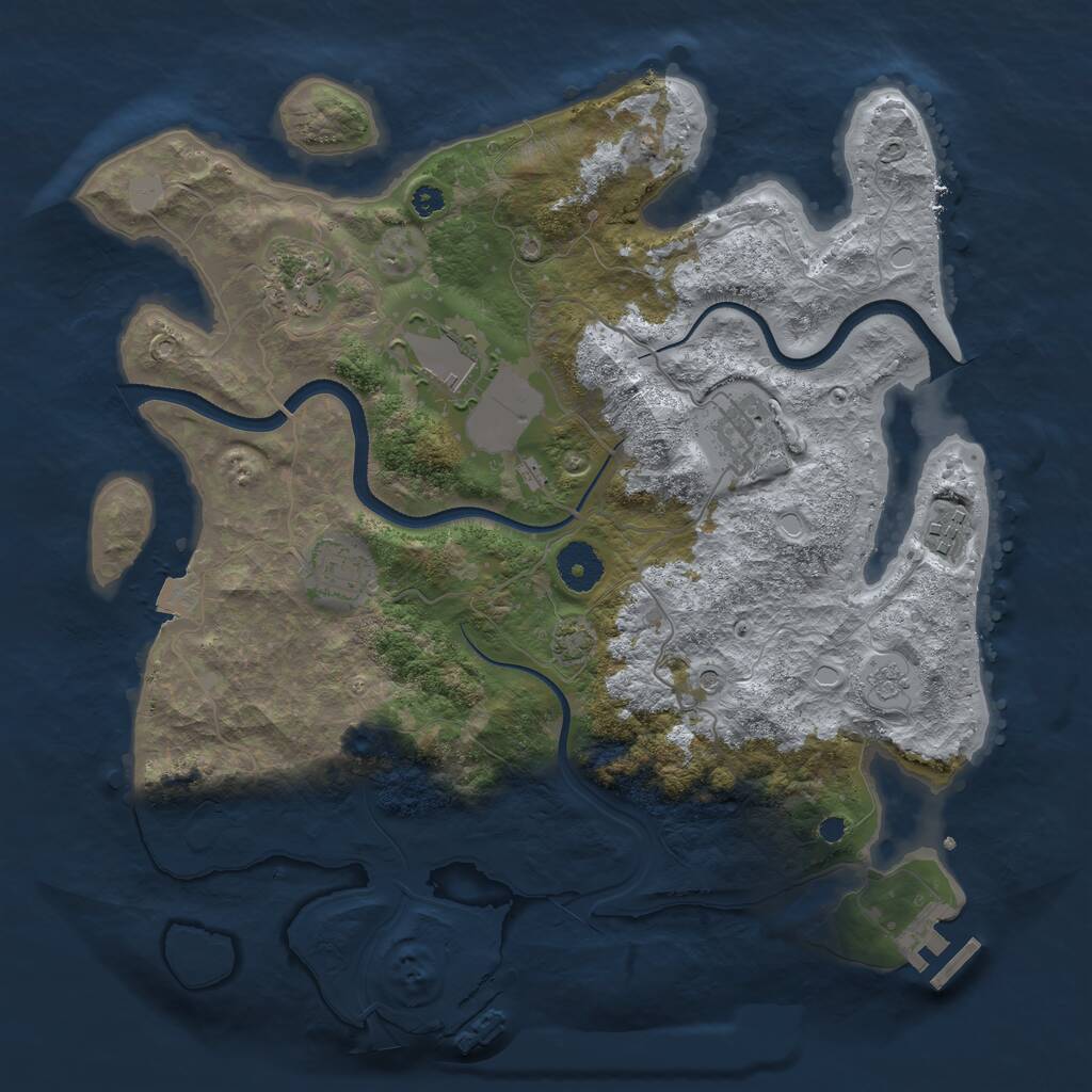 Rust Map: Procedural Map, Size: 3500, Seed: 769525176, 11 Monuments