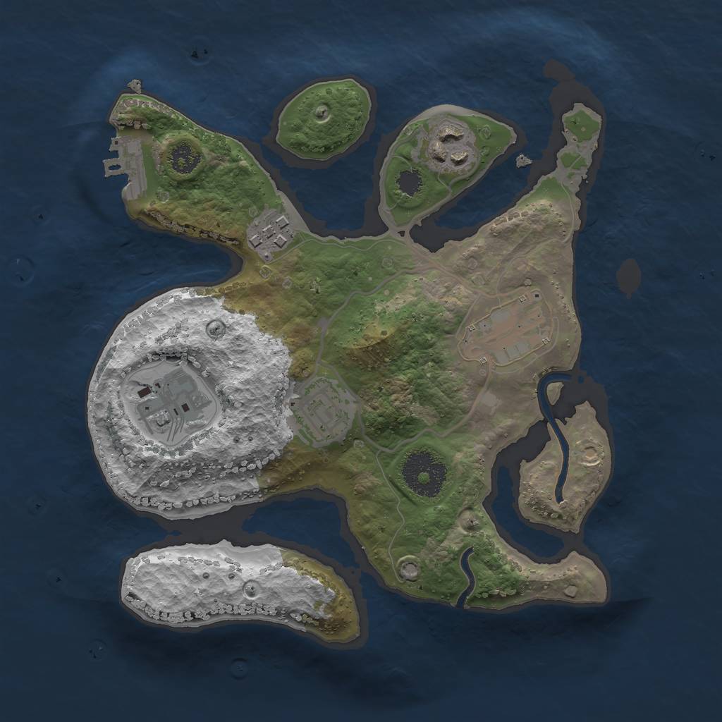 Rust Map: Procedural Map, Size: 2500, Seed: 136759132, 8 Monuments