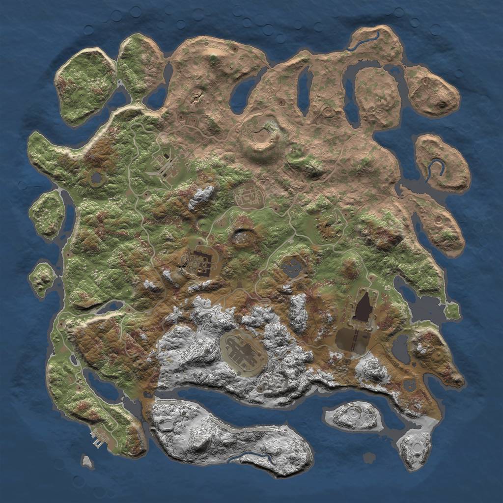 Rust Map: Procedural Map, Size: 4000, Seed: 162879800, 13 Monuments