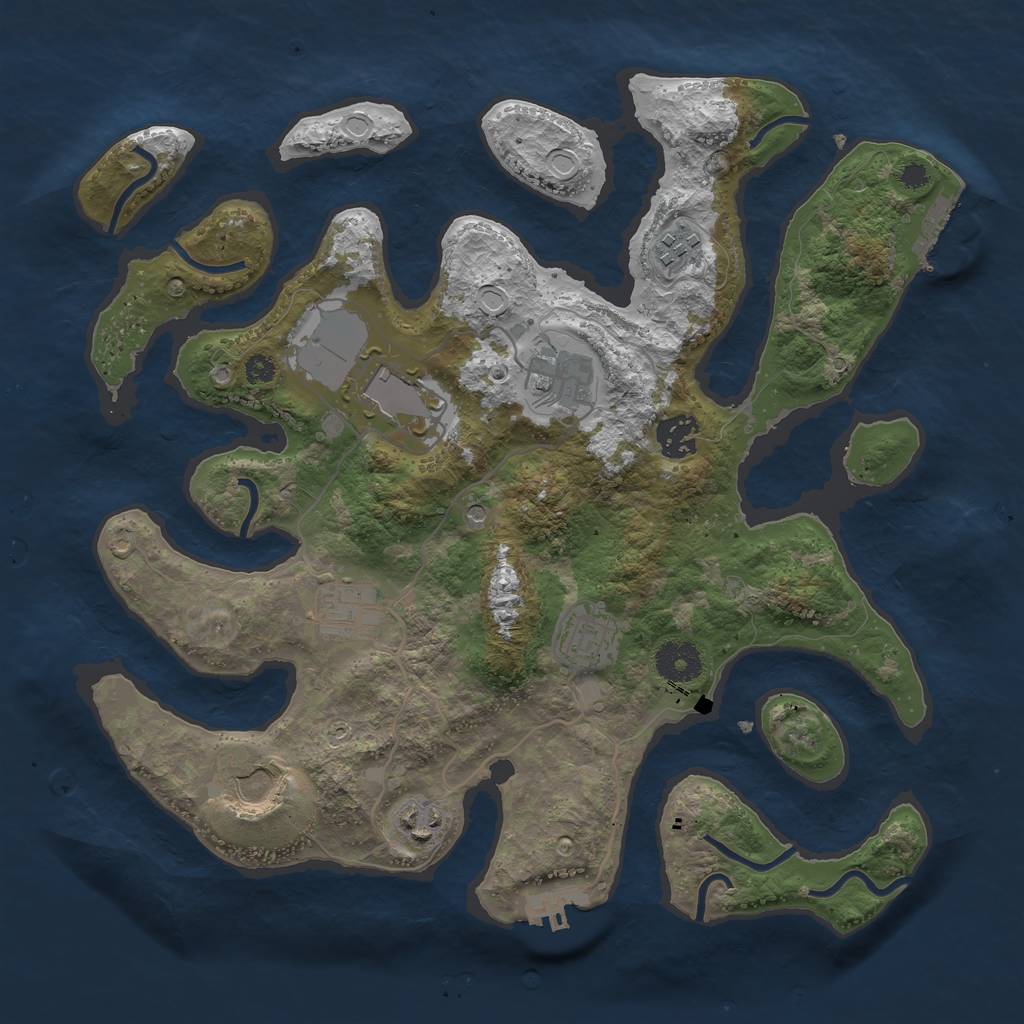 Rust Map: Procedural Map, Size: 3500, Seed: 761367416, 19 Monuments
