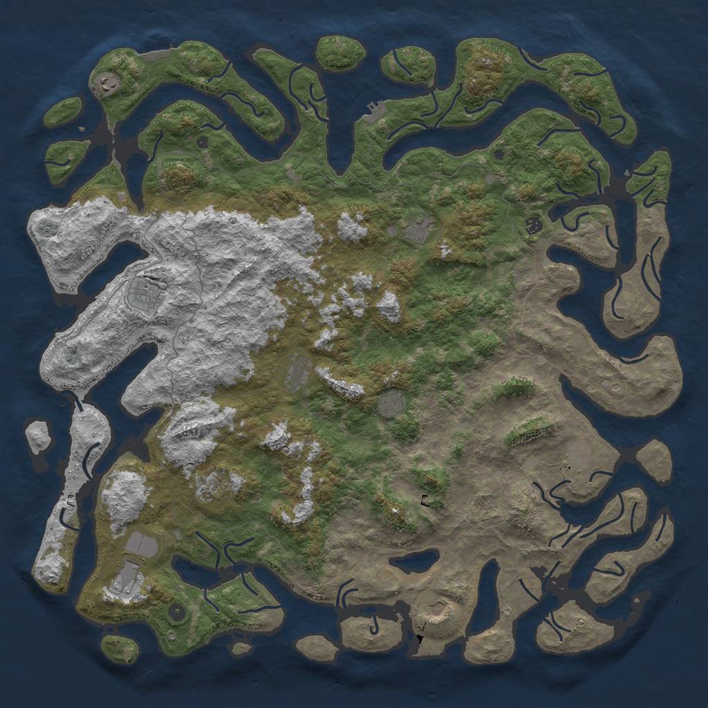 Rust Map: Procedural Map, Size: 6000, Seed: 539, 16 Monuments