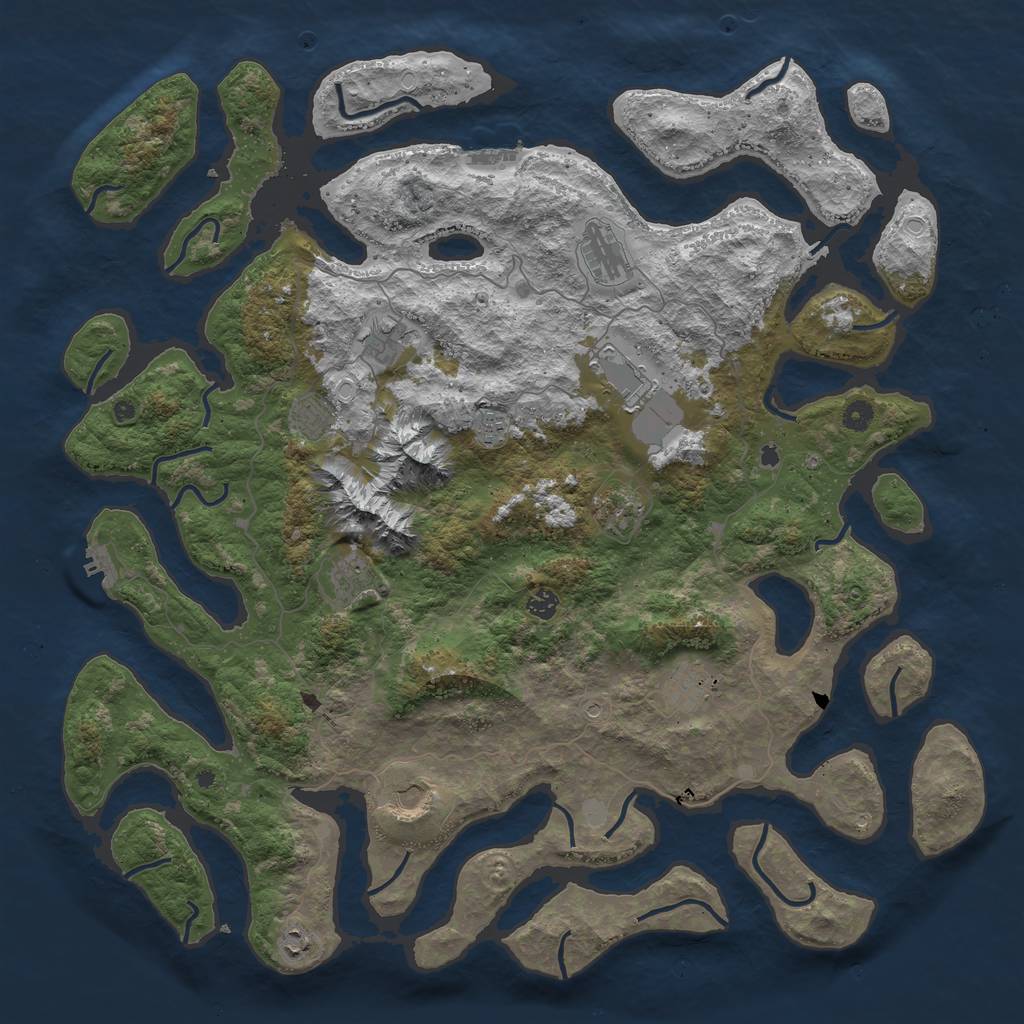Rust Map: Procedural Map, Size: 5000, Seed: 9646464, 19 Monuments