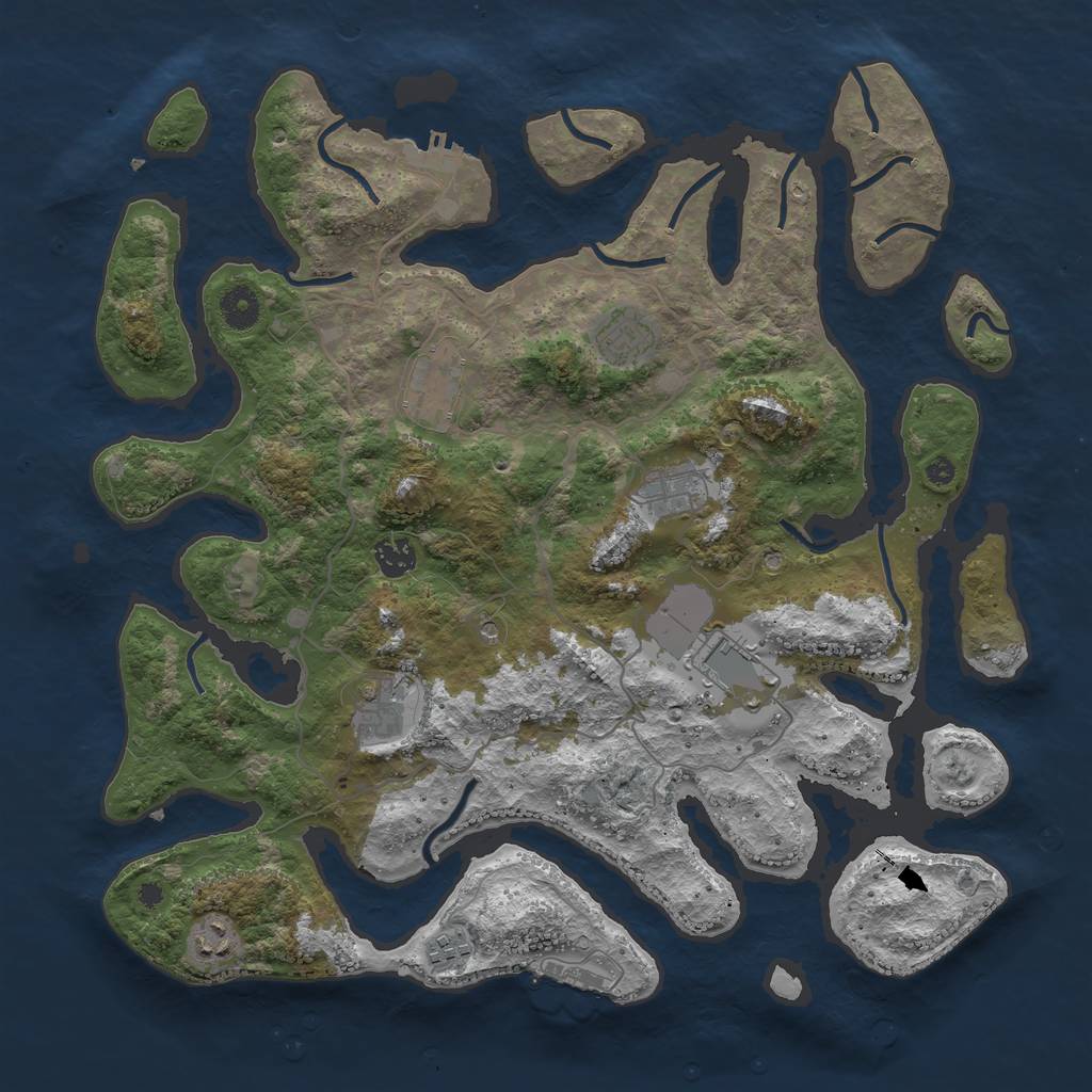Rust Map: Procedural Map, Size: 4000, Seed: 53511388, 13 Monuments