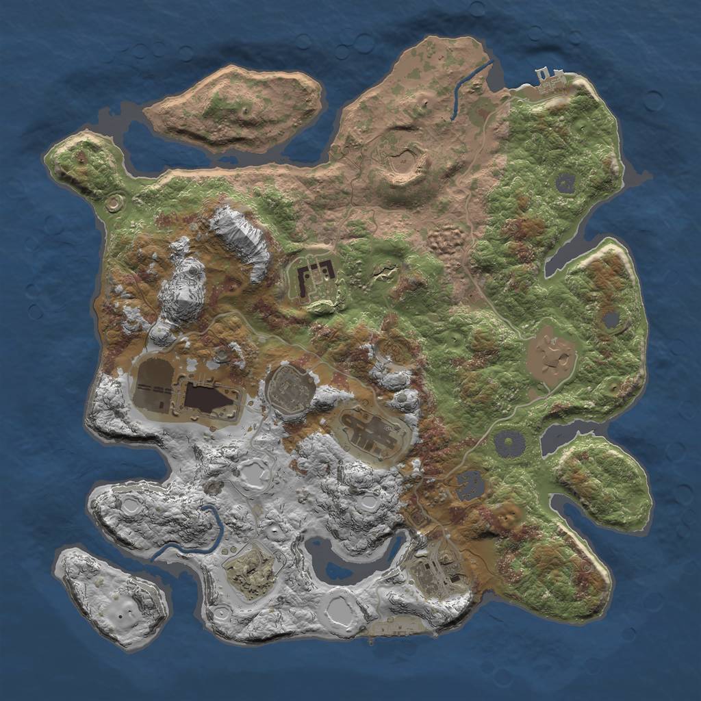 Rust Map: Procedural Map, Size: 3500, Seed: 1385016690, 15 Monuments