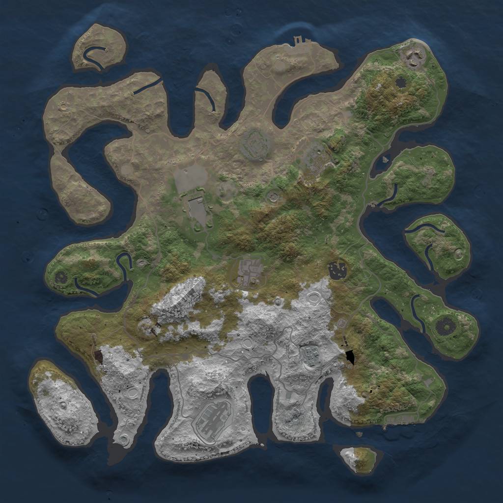 Rust Map: Procedural Map, Size: 4000, Seed: 675645, 16 Monuments