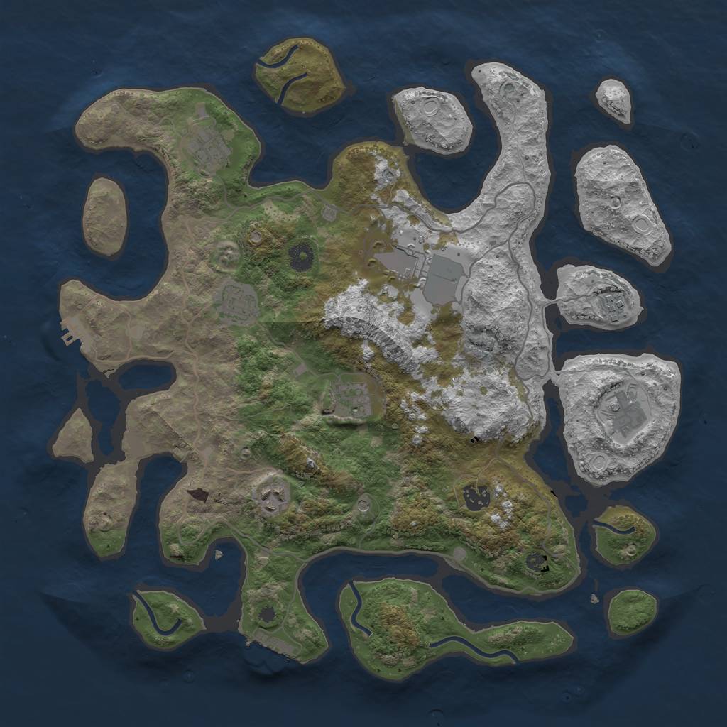 Rust Map: Procedural Map, Size: 4000, Seed: 1434846415, 19 Monuments